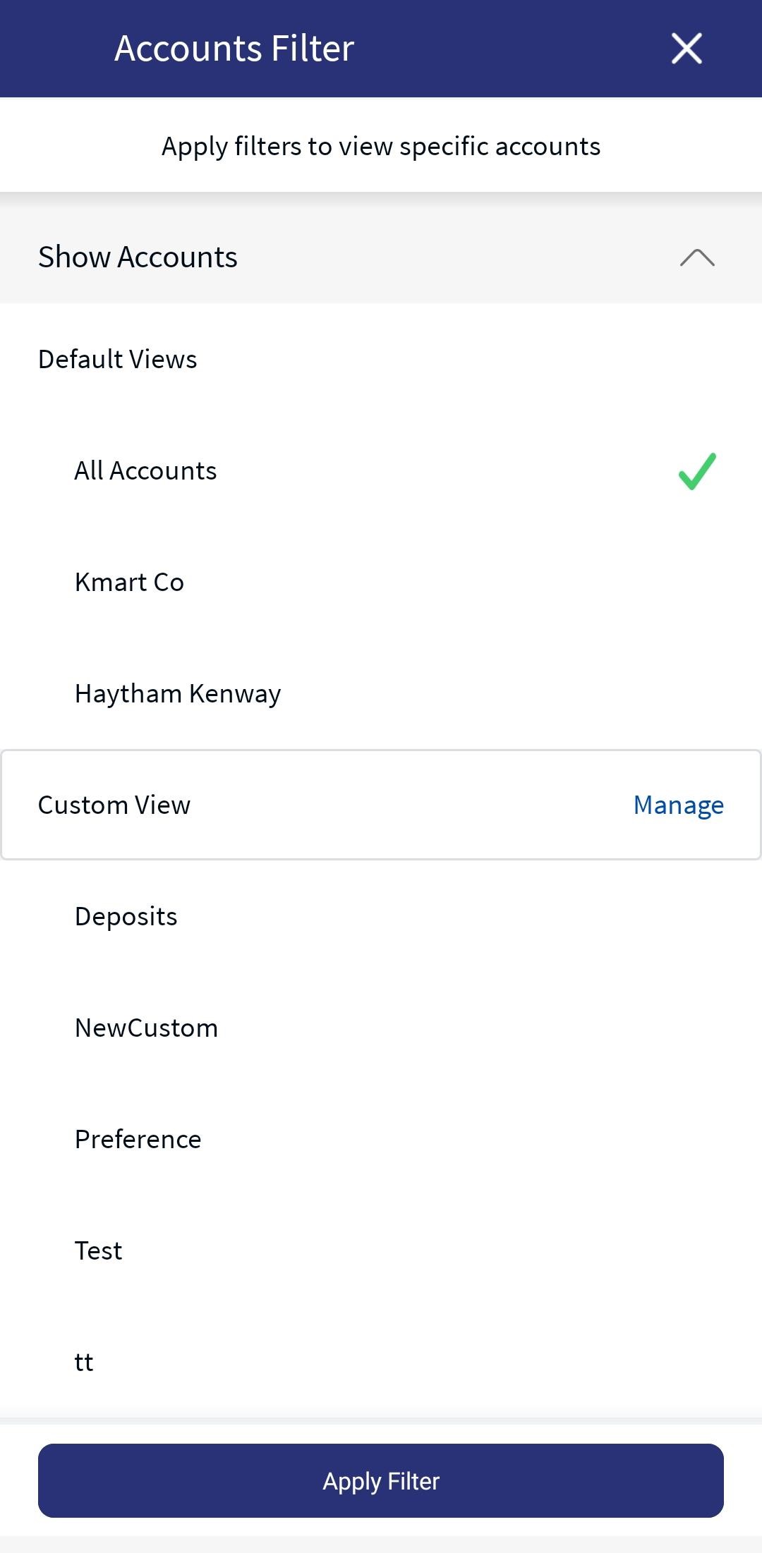 Account Filters